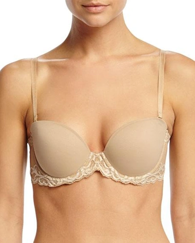 Shop Natori Feathers Strapless Plunge Bra In Cafe