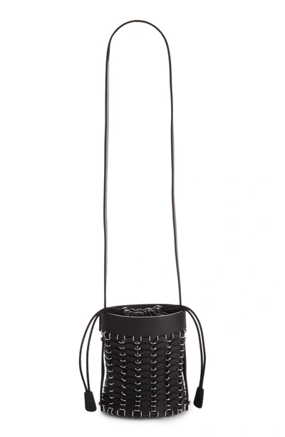 Shop Rabanne Mini Calfskin Bucket Bag - Black