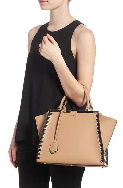 Shop Fendi 3jours Calfskin Leather Shopper - Brown