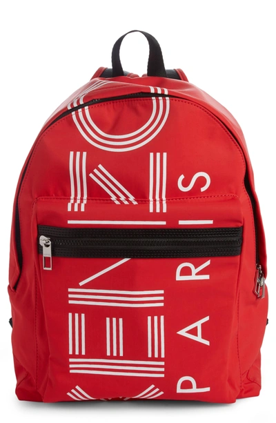 Shop Kenzo Sport Logo Nylon Backpack - Red In Medium Red