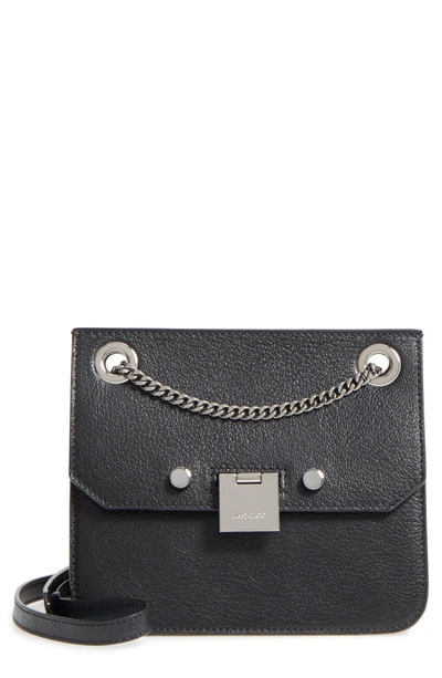 Shop Jimmy Choo Rebel Leather Crossbody Bag - Black In Black/ Gunmetal