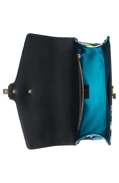 Shop Gucci Small Floral Print Leather Shoulder Bag - Black In Black/ Blue Red Blue