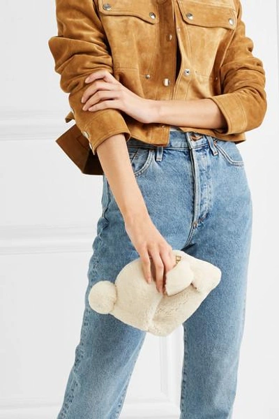 Shop Loewe Bunny Shearling And Leather Shoulder Bag