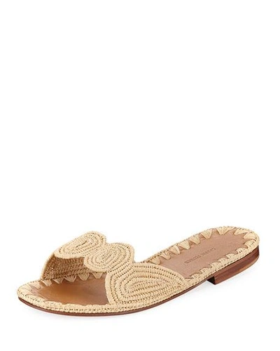 Shop Carrie Forbes Naima Woven Raffia Slide Sandals In Beige