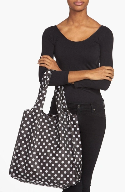 Shop Kate Spade Polka Dot Reusable Shopping Tote In Black