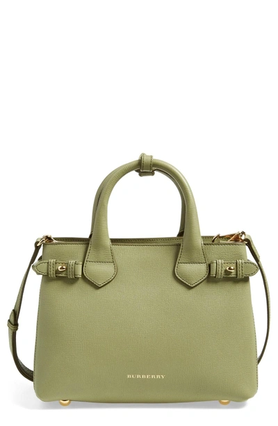 Shop Burberry 'small Banner' Leather Tote - Green In Pale Pistachio Green