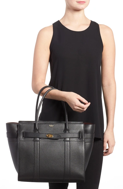 Shop Mulberry Large Bayswater Leather Tote - Black In Black/ Black