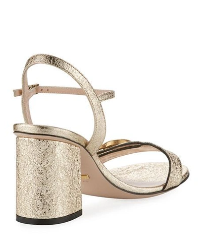 Shop Gucci Marmont Metallic High-heel Sandals In Gold