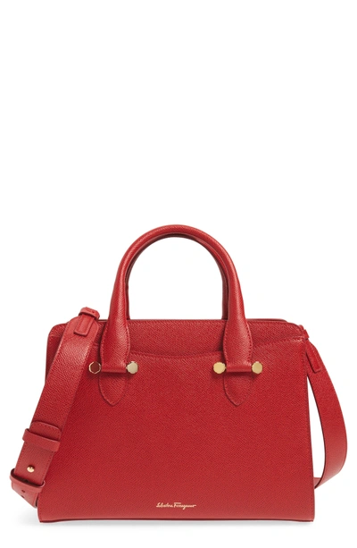 Shop Ferragamo Small Today Leather Satchel - Red In Lipstick