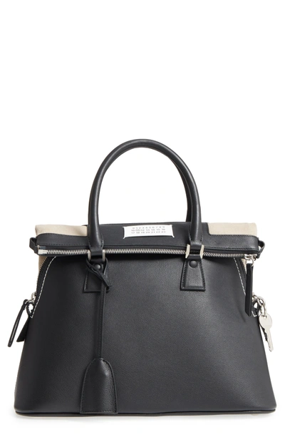 Shop Maison Margiela Medium 5ac Leather Handbag - Black
