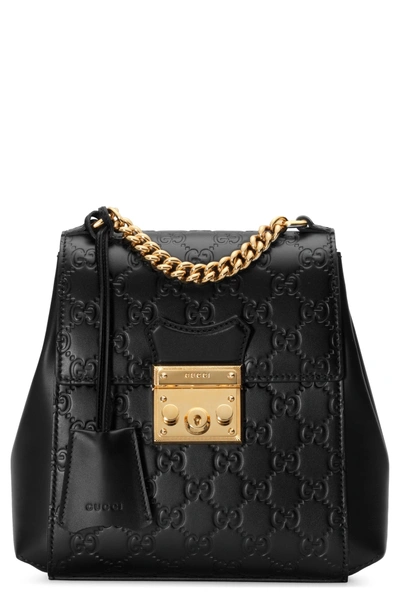 Shop Gucci Gg Supreme Leather Padlock Backpack - Black In Nero/ Nero