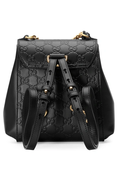 Shop Gucci Gg Supreme Leather Padlock Backpack - Black In Nero/ Nero