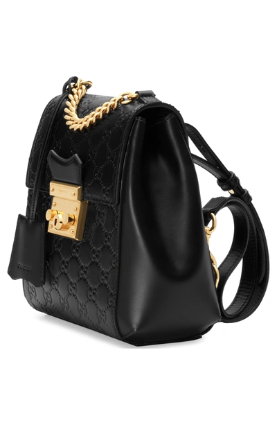 Shop Gucci Gg Supreme Leather Padlock Backpack - Black In Nero/ Nero