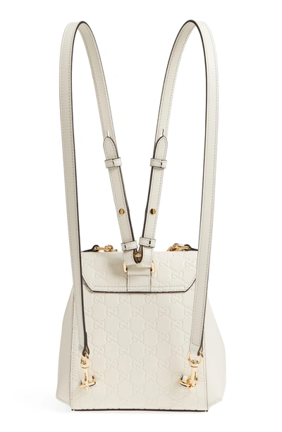 Shop Gucci Gg Supreme Leather Padlock Backpack In Mystic White/ Mystic White