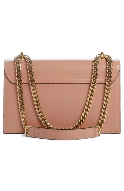 Shop Balmain Glace Leather Box Shoulder Bag - Pink In Poudre