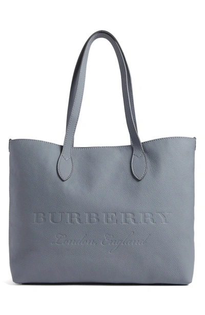 Shop Burberry Remmington Leather Tote - Blue In Dusty Teal Blue