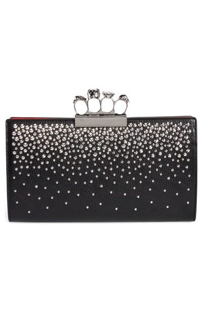 Shop Alexander Mcqueen Studded Knuckle Clasp Leather Clutch In Black