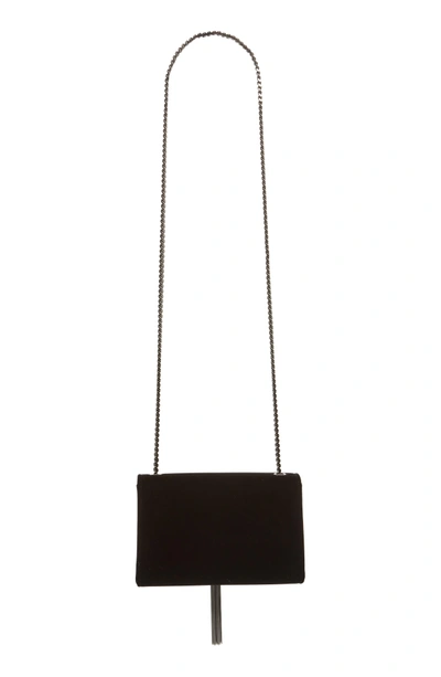 Shop Saint Laurent Small Kate Velvet Crossbody Bag - Black In Noir