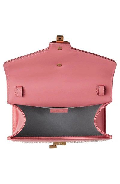 Shop Gucci Mini Sylvie Crystal Burst Top Handle Leather Shoulder Bag - Pink In Peony/ Crystal/ Mystic White