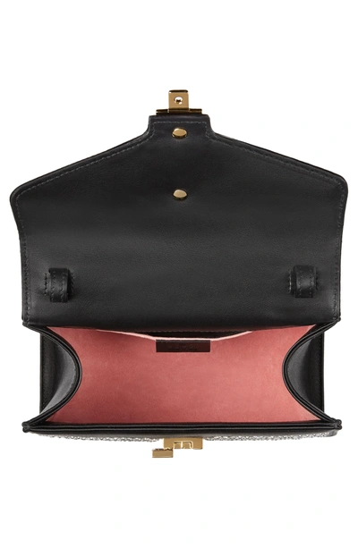 Shop Gucci Mini Sylvie Crystal Burst Top Handle Leather Shoulder Bag - Black In Nero/ Crystal/ Mystic White