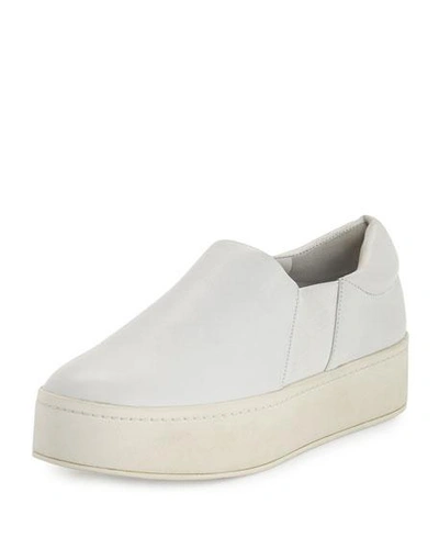 Shop Vince Warren Leather Platform Skate Sneakers, Plaster White In Plaster (white)