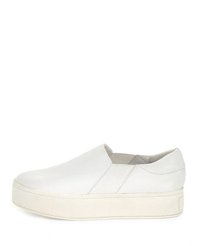 Shop Vince Warren Leather Platform Skate Sneakers, Plaster White In Plaster (white)