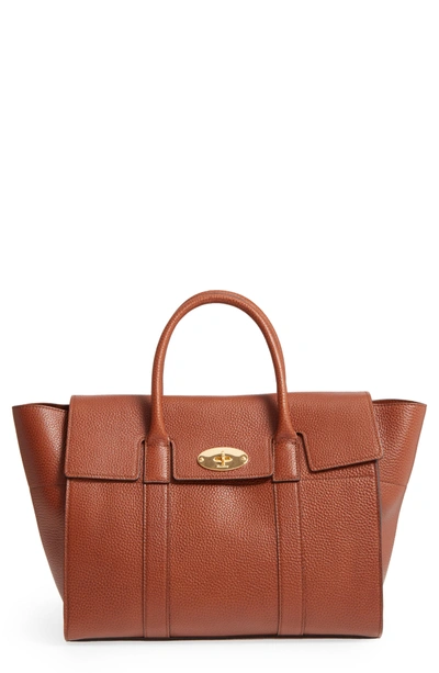 Shop Mulberry Bayswater Calfskin Leather Satchel - Brown In Oak