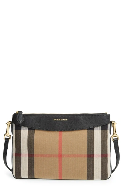 Shop Burberry 'peyton - House Check' Crossbody Bag - Black In Black Gld Hrdwre