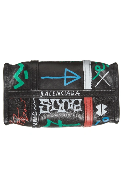 Shop Balenciaga Small Bazar Grafitti Leather Shopper - Black In Noir/ Color