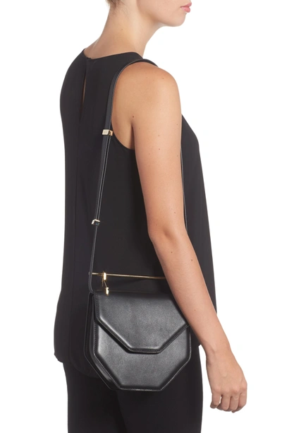 Shop M2malletier Amor Fati Single Calfskin Leather Shoulder Bag - Black In Black/ Gold