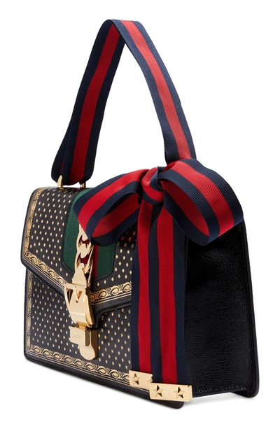 Shop Gucci Small Sylvie Moon & Stars Leather Shoulder Bag - Black In Nero Oro/ Vert Red/ Blue Red