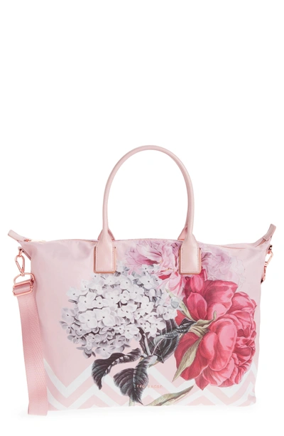 Shop Ted Baker Large Palace Gardens Nylon Tote - Pink In Dusky Pink