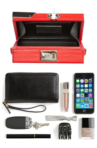Shop Calvin Klein 205w39nyc Mini Calfskin Box Shoulder Bag - Red