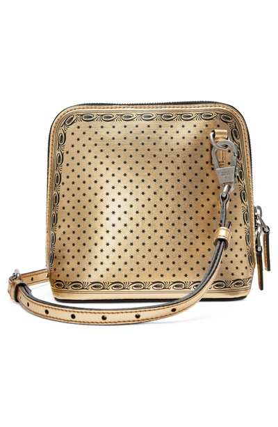 Shop Gucci Guccy Logo Moon & Stars Leather Crossbody Bag In Oro/ Nero