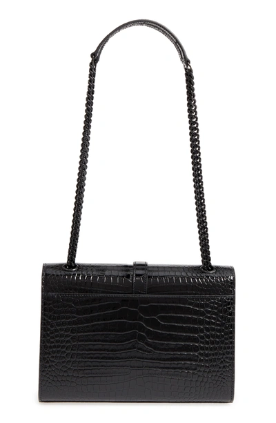 Shop Saint Laurent Medium Croc-embossed Calfskin Shoulder Bag In Noir