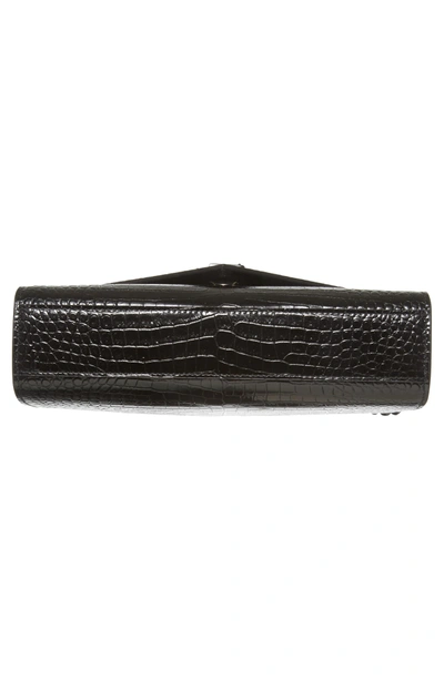 Shop Saint Laurent Medium Croc-embossed Calfskin Shoulder Bag In Noir