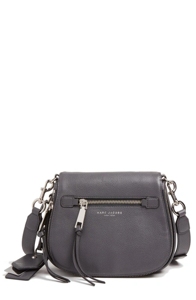 Shop Marc Jacobs Small Recruit Nomad Pebbled Leather Crossbody Bag - Grey In Shadow