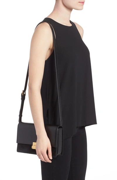 Shop Saint Laurent Medium Bellechasse Suede & Leather Shoulder Bag - Black In Noir