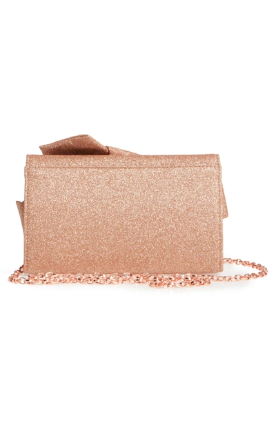 Ted Baker Fefee Glitter Knotted Bow Clutch - Pink In Rose Gold