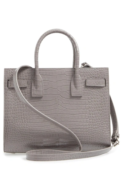 Shop Saint Laurent Baby Sac De Jour Croc Embossed Calfskin Leather Tote - Grey In Fog