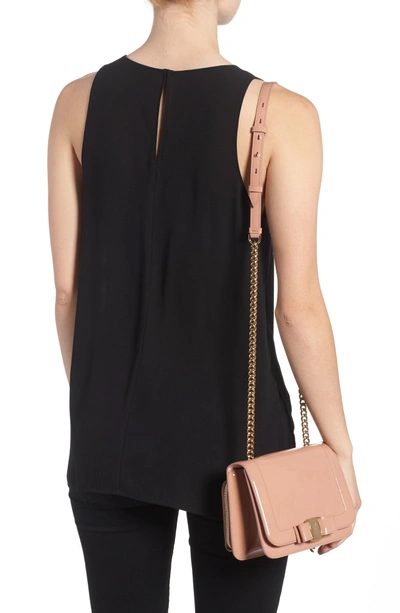 Shop Ferragamo Vara Patent Leather Shoulder Bag In New Blush/ Bonbon