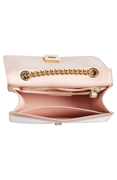 Shop Ferragamo Vara Patent Leather Shoulder Bag In New Blush/ Bonbon