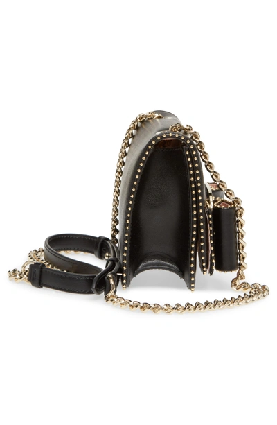 Shop Ferragamo Mini Vara Studded Leather Shoulder Bag - Black In Nero/ Bonbon