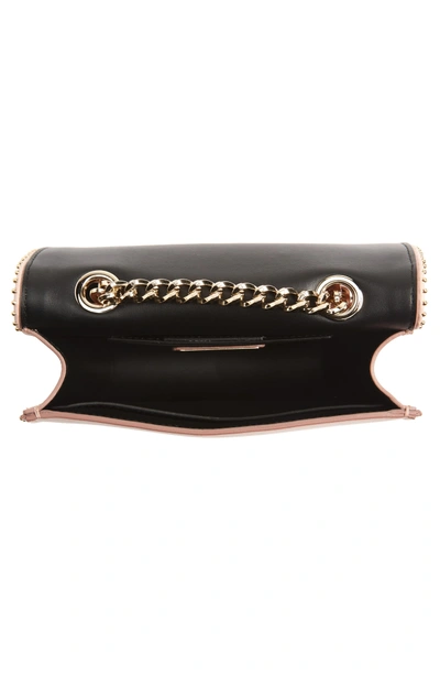 Shop Ferragamo Mini Vara Studded Leather Shoulder Bag - Pink In Bonbon/ Nero