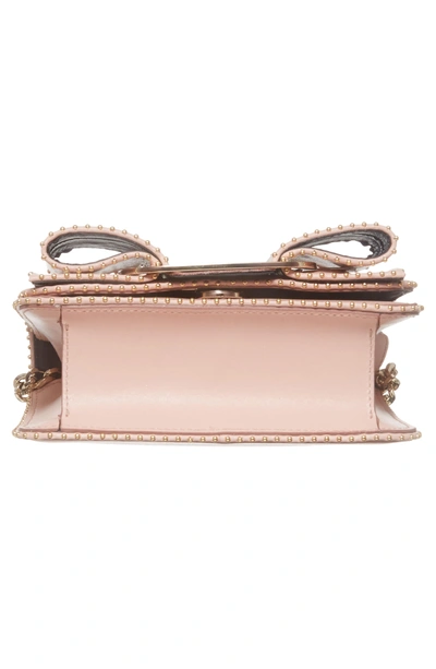 Shop Ferragamo Mini Vara Studded Leather Shoulder Bag - Pink In Bonbon/ Nero