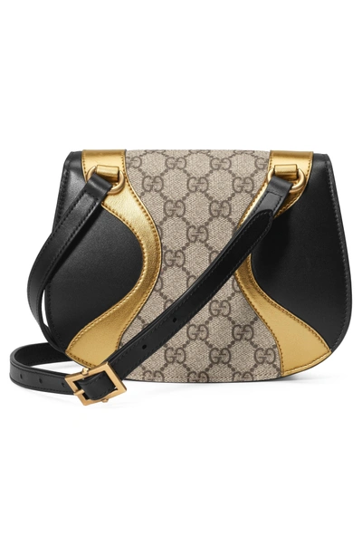 Shop Gucci Mini Osiride Gg Supreme & Leather Shoulder Bag - Black In Nero/ Oro/ Beige Ebony/ Ruby