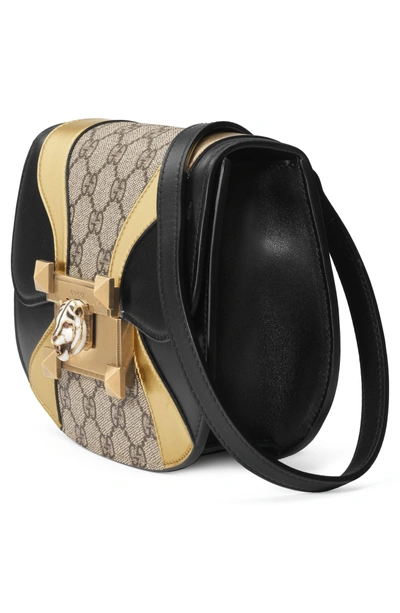 Shop Gucci Mini Osiride Gg Supreme & Leather Shoulder Bag - Black In Nero/ Oro/ Beige Ebony/ Ruby