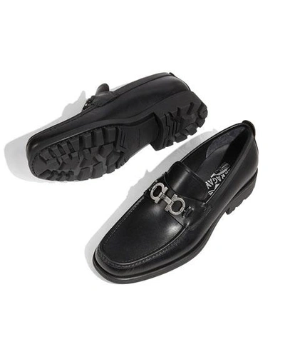 Shop Ferragamo Men's David Leather Lug-sole Loafers In Black