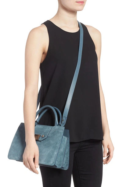 Shop Jimmy Choo Small Rebel Suede Tote - Blue In Dusk Blue/ Dusk Blue