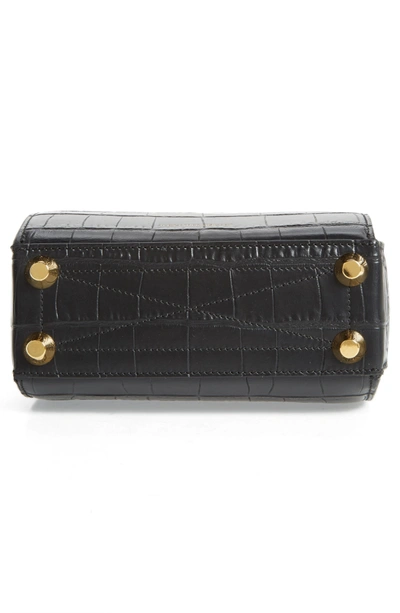 Shop Alexander Mcqueen Box Bag 19 Croc Embossed Leather Bag - Black